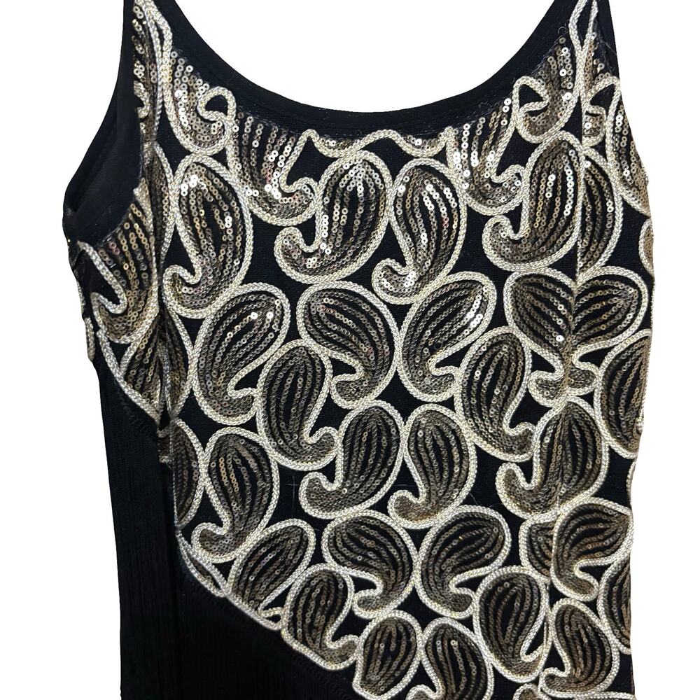 Gold and Black FLAPPER Dress 1920s fringe gold - Picture 6 of 9